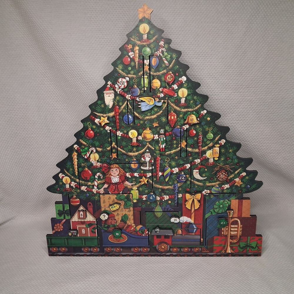 Byers' Choice Wooden Christmas Tree Advent Calendar Heirloom Holiday 24 Doors